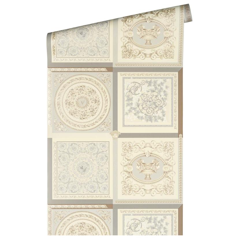 Versace tapet blomstret i grå og beige non-woven tapet design barok tapet klassisk tapet