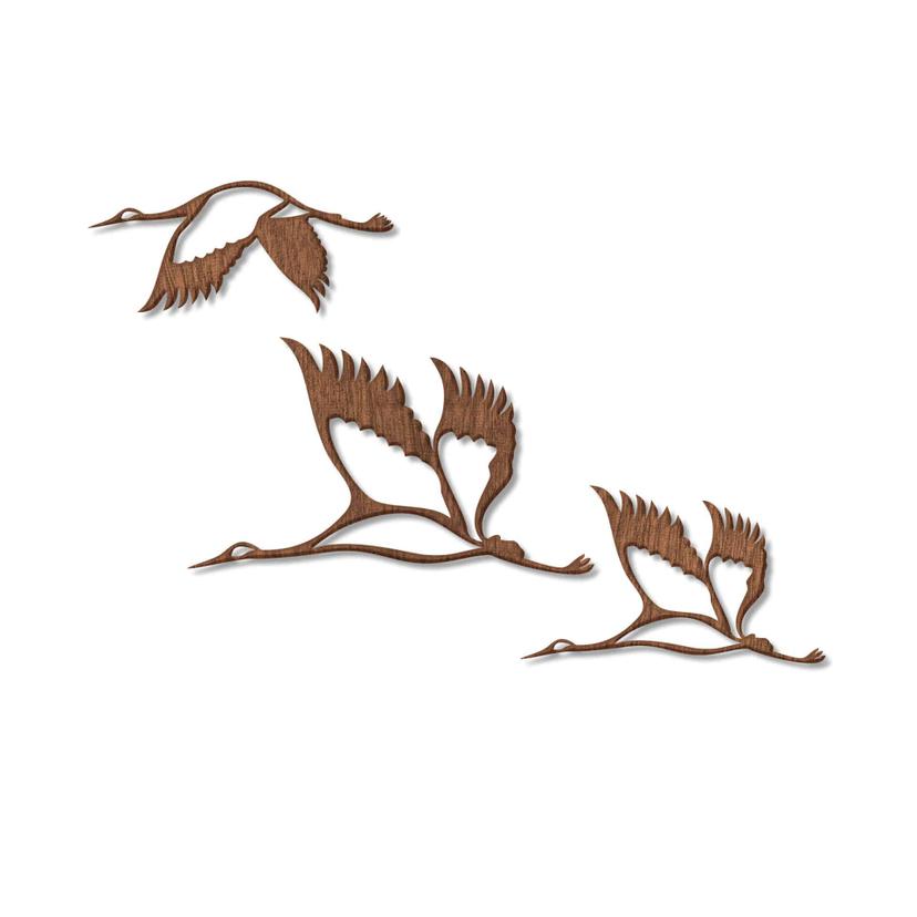 Décoration en bois - Vol de grues 02 - Placage d'acajou
