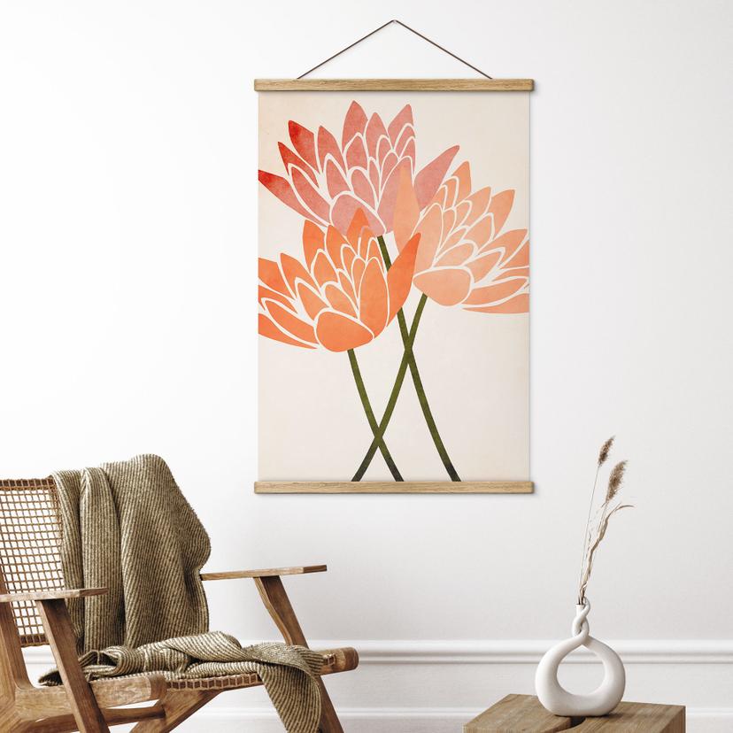Textielposter Kleurrijke lotusbloemen - Kubistika