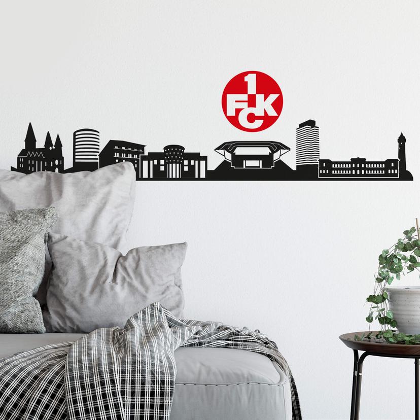 Wandtattoo 1.FC Kaiserslautern Skyline mit Logo farbig