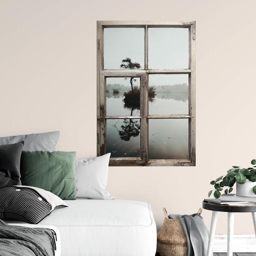 sticker mural 3D fenêtre shabby - The lonely tree 02