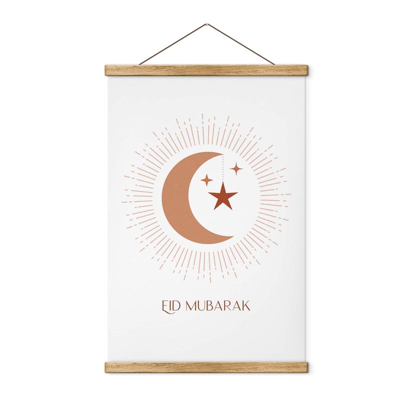 Tekstil plakat Eid Mubarak halvmåne