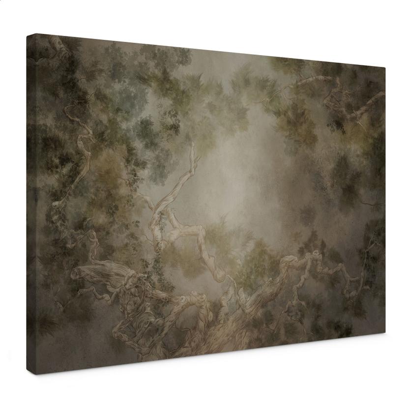 Canvas schilderij bos met uitzicht in de boomtoppen - Ms Tiff