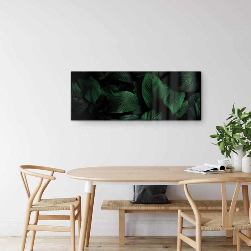 Tableau sur verre Feuilles de lys tropicales - Panorama