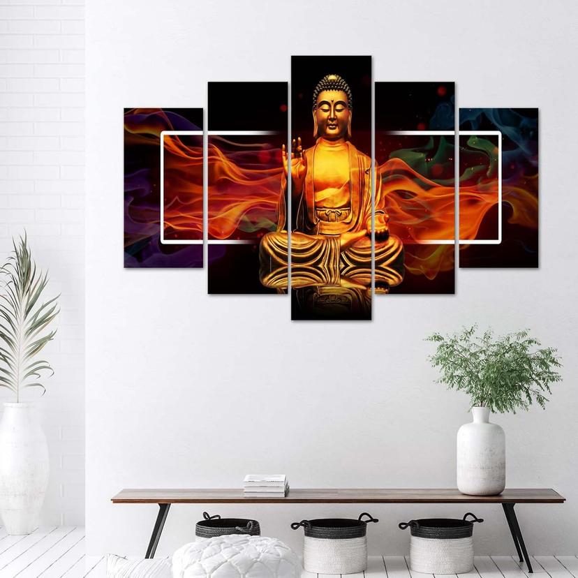 Stampa su tela 5 pezzi Astrazione dorata del Buddha