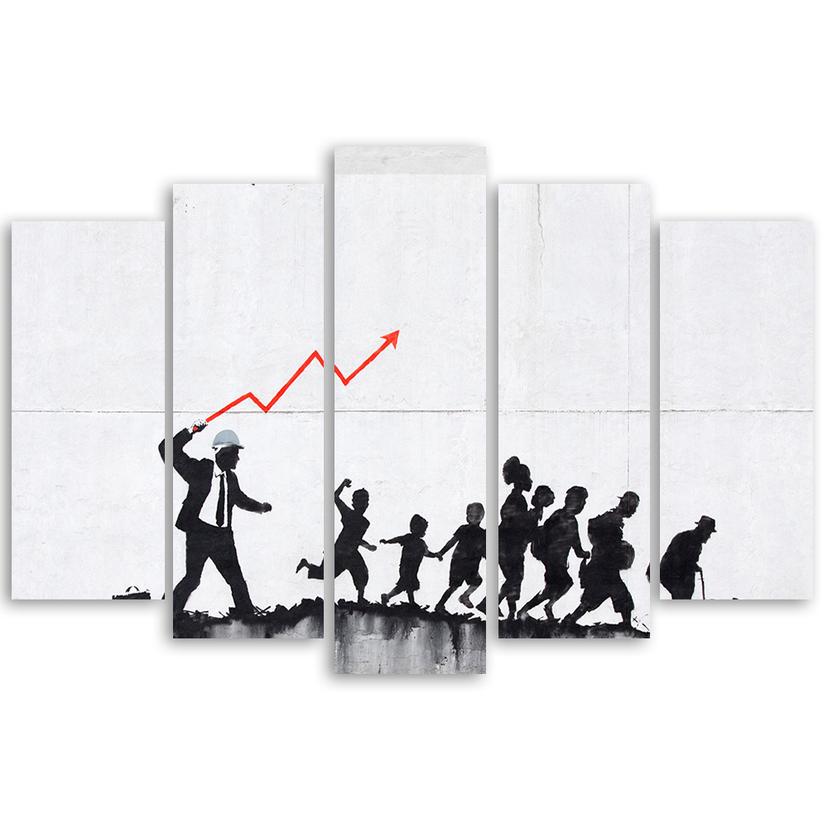 Stampa su tela 5 pezzi, pittura murale Banksy Graffiti