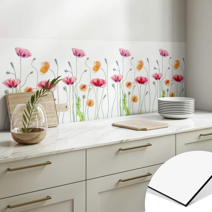 Køkken backsplash Disher - Colourful Poppies