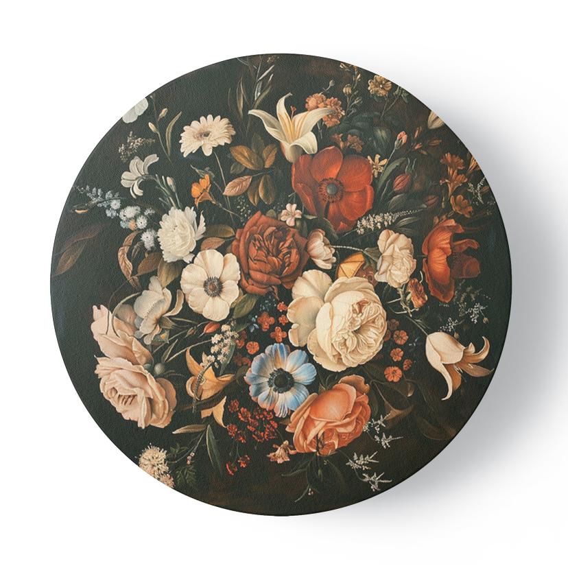 Rundes Leinwandbild Retro Vintage Blumen