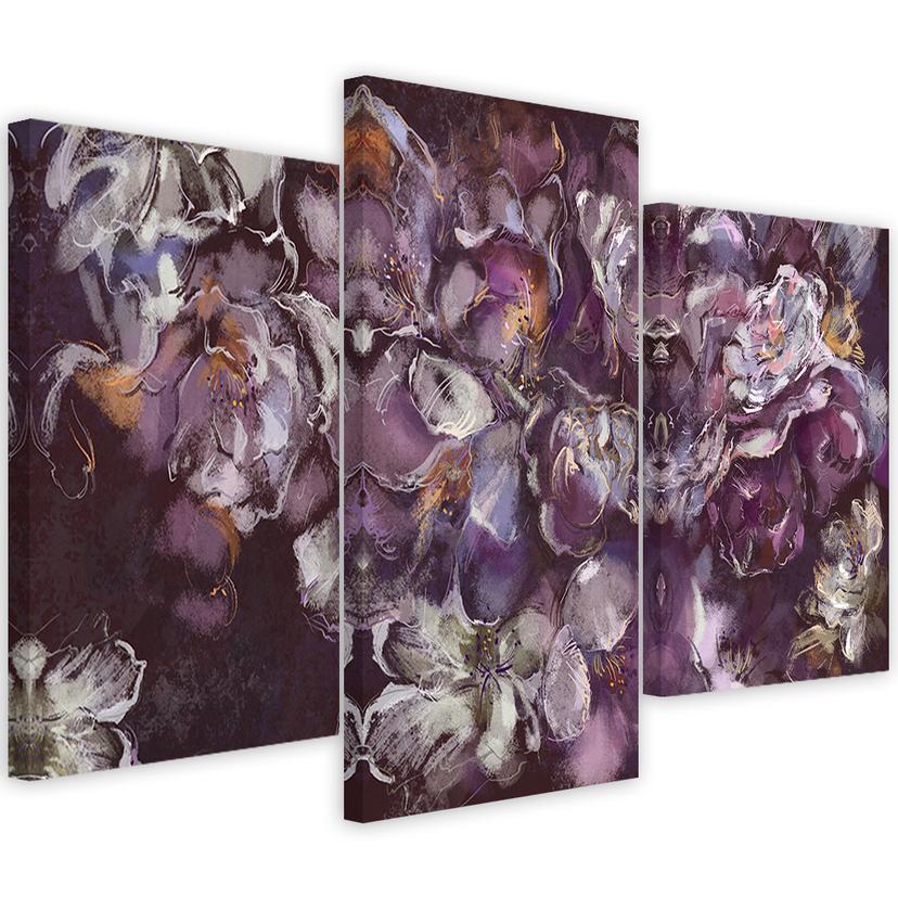 Impression sur toile en 3 parties, fleur d'iris
