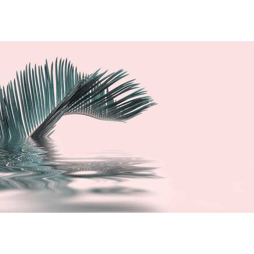 Livingwalls papier peint photo ARTist Palm Leaf Water avec feuille de palmier rose
