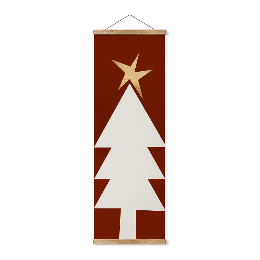 Póster de tela Árbol de Navidad con estrella dorada - Kubistika