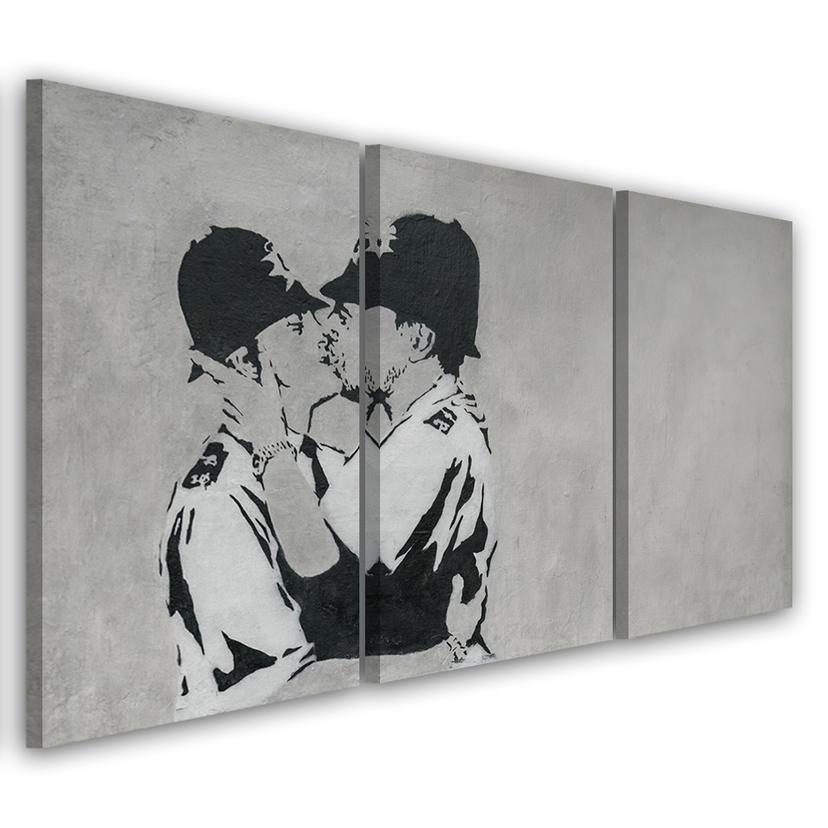 3 stykke lærredstryk, Banksy Kissing Policemen