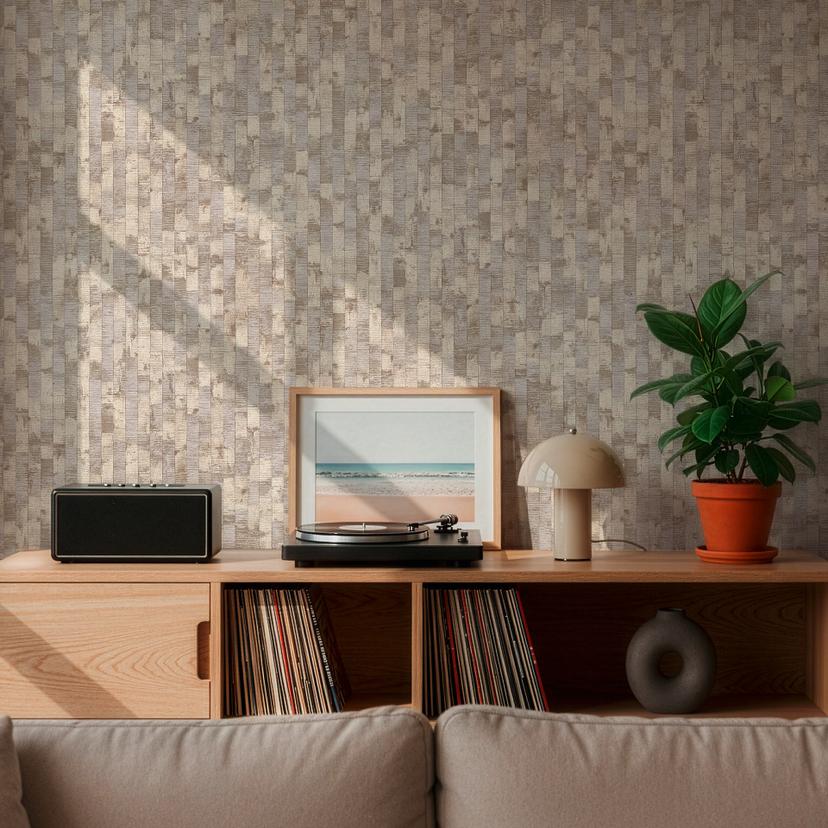 Ikke-vævet tapet Daniel Urban Lines beige creme grå metallic - striber overfladestruktur gang