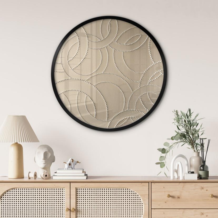 Poster Abstrakta ringar beige - Grande - Rund