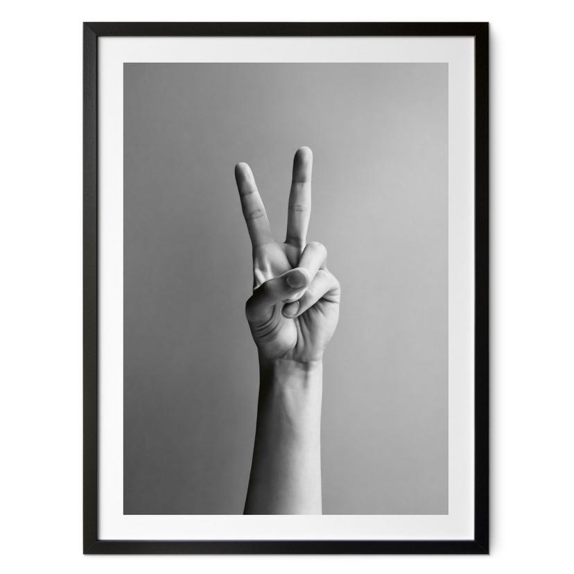 Póster en blanco y negro | Mano de la Victoria - Signo de paz y victoria - Bühler