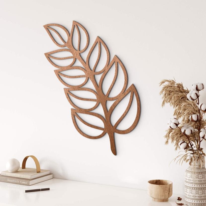 Decoración en madera caoba - hoja de fresno