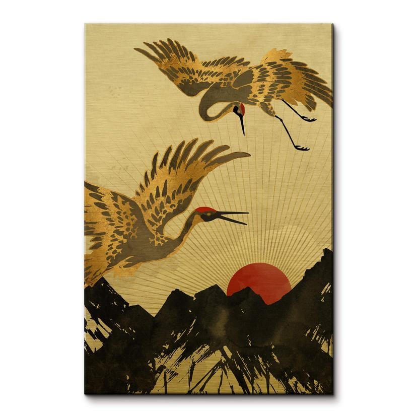 Peinture Dibond effet or SpaceFrog Designs - Grues dorées
