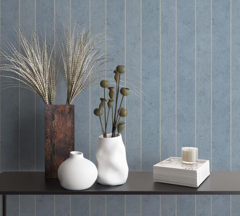 Vliestapete Streifen Modern in Blau , Lounge