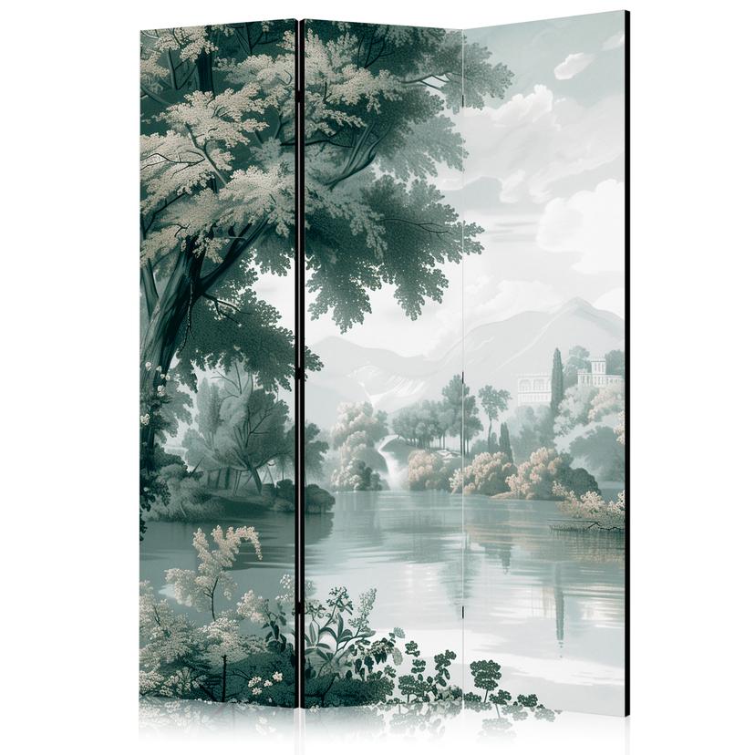 Paravent, Raumteiler freistehend, Trennwand - View of the Park and Lake: Retro Vintage