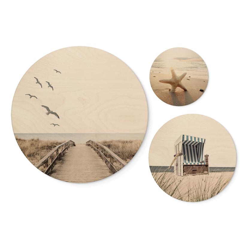 Stampa su legno Set da spiaggia Walk on the Dune (3 pezzi)