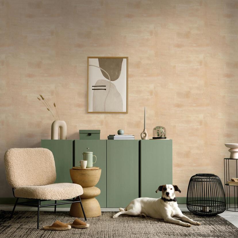 Ikke-vævet tapet gipslook, betonlook almindelig geometrisk mat i beige