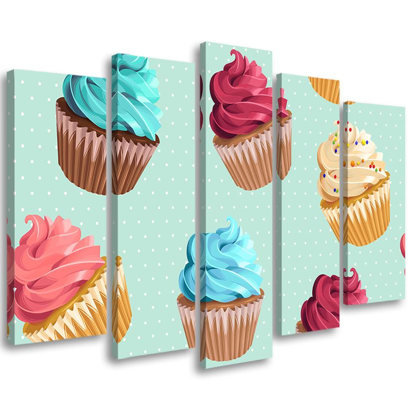 5 stykke lærredsprint, Cupcakes slik