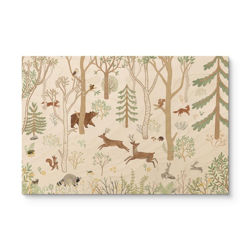 Houten Wanddecoratie Vrolijk Bosleven met Dieren - Oliver Robins