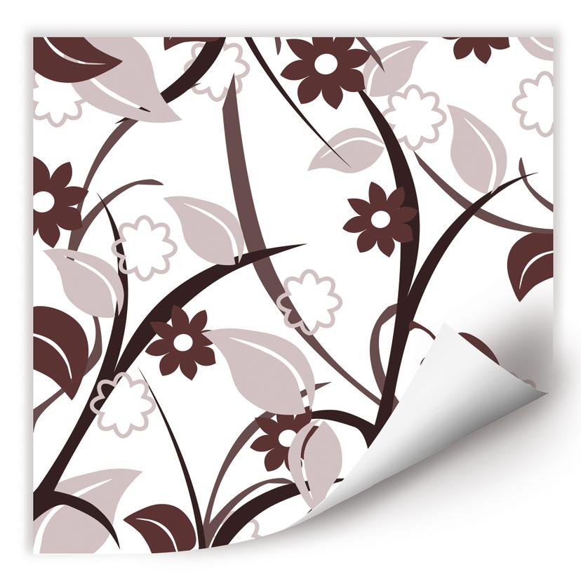Poster autocollant - W - Fleurs Marrons