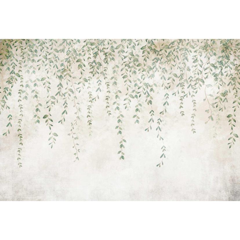 Papel pintado colgante de jardín - papel pintado no tejido con zarcillo de hoja en color pastel
