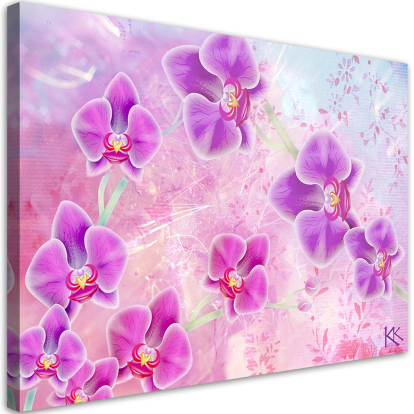 Canvasbillede, Abstraktion af orkidéblomster
