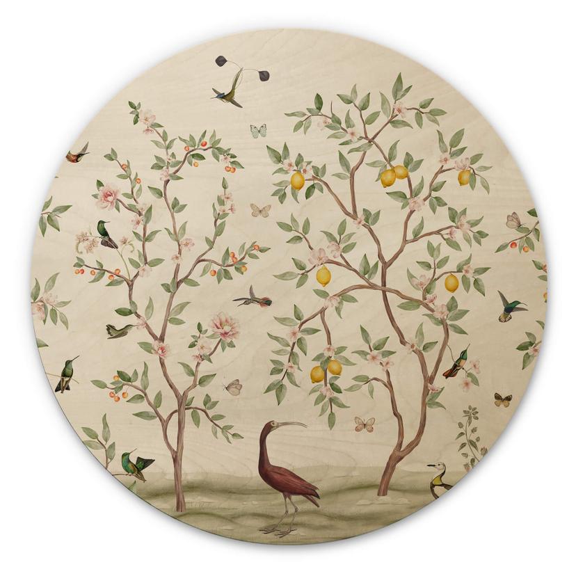 Cuadro de madera Sir Edward - Limonero Chinoiserie - Redondo