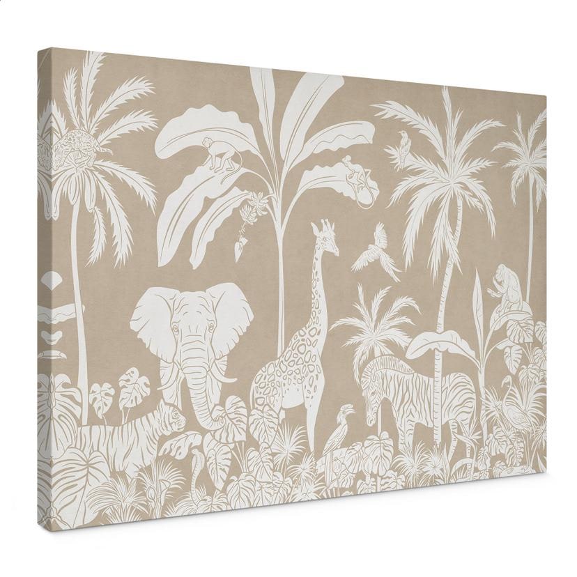 Canvasbillede Jungle Dreams - Afrikansk dyreliv i brunt - Kikki Belle
