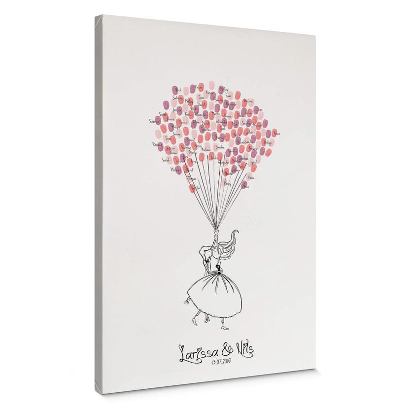 Tableau sur toile empreintes + texte personnalisé - Envol