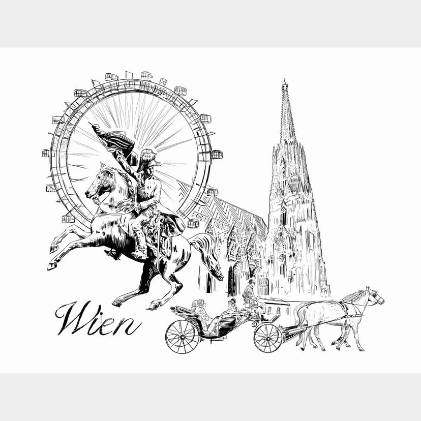 Fototapet Wien - Svartvitt - Älska din stad