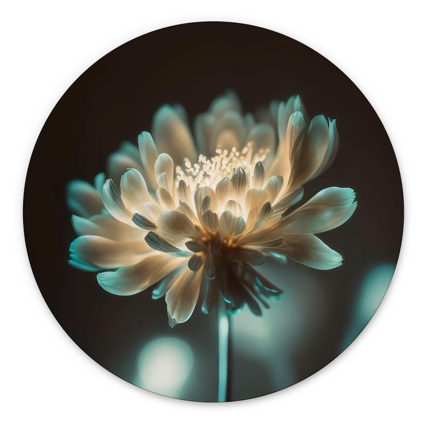 Billede Lysende blomsterhjerte - Treechild - rund – print på aluminium (Alu-Dibond)