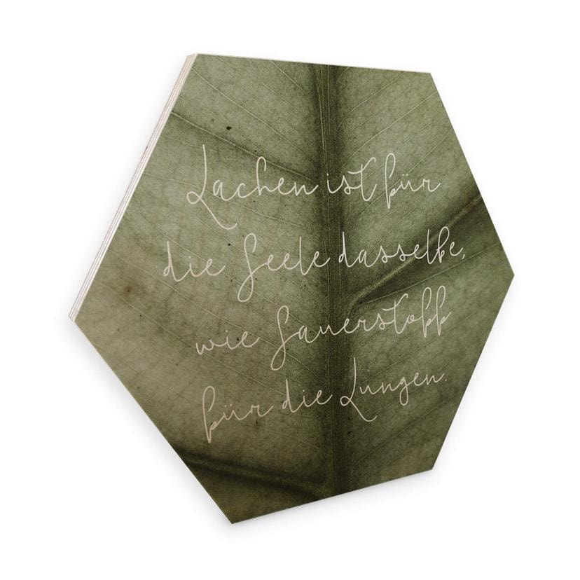 Hexagon - Holz Birke-Furnier - Lachen ist für die Seele