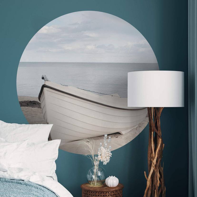 Båd på stranden Wallsticker - Rund