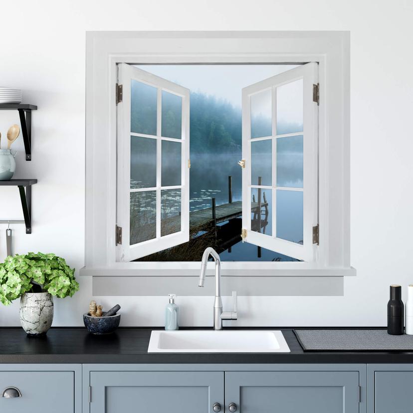 3D Wallsticker vindue firkantet - Lindsten - Moody Morning