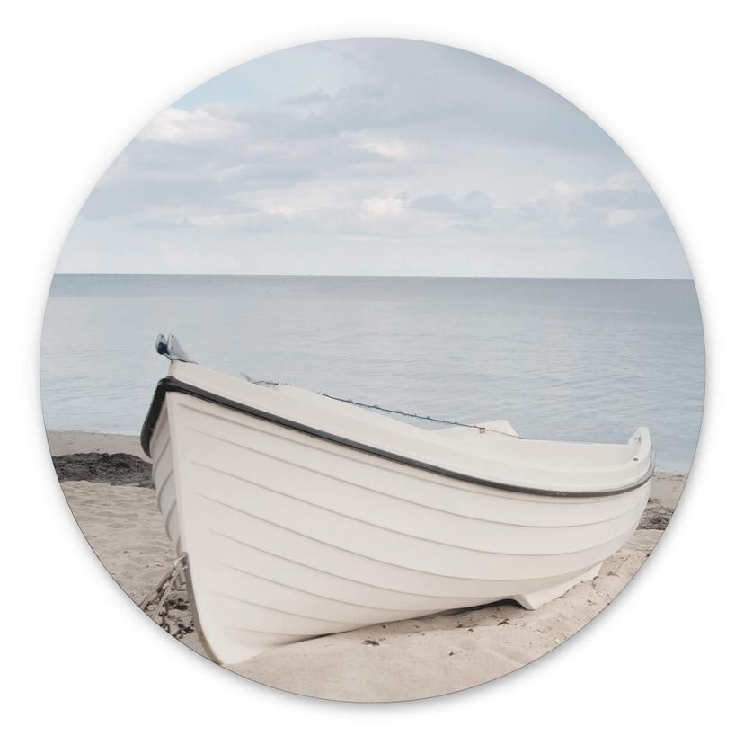 Tableau sur alu-Dibond rond Le bonheur sur la plage de la mer Baltique