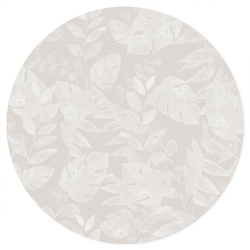 Adesivo murale beige con foglie tropicali - Bloomery Decor - Rotondo