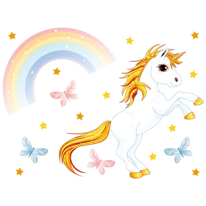 Adesivo murale - Unicorno con arcobaleno