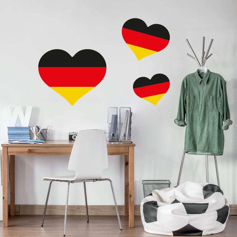 Wandtattoo Deutschland-Fahne Herz 02