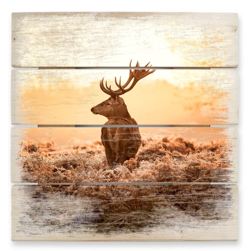 Cuadro de madera ciervo majestuoso - 40x41,5 cm