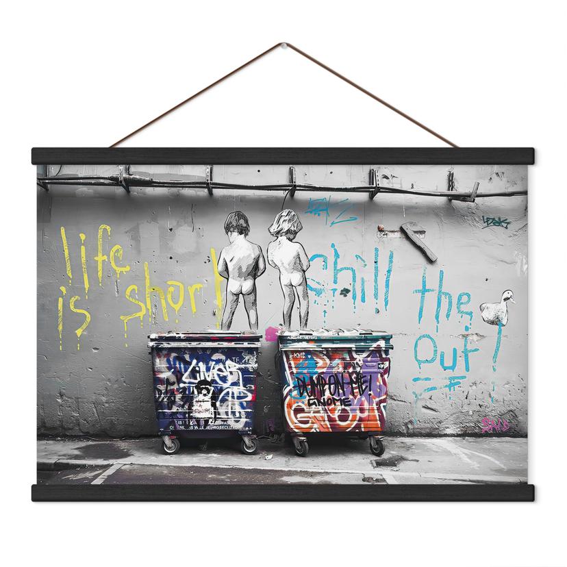Textielposter - Life is Short - Banksy