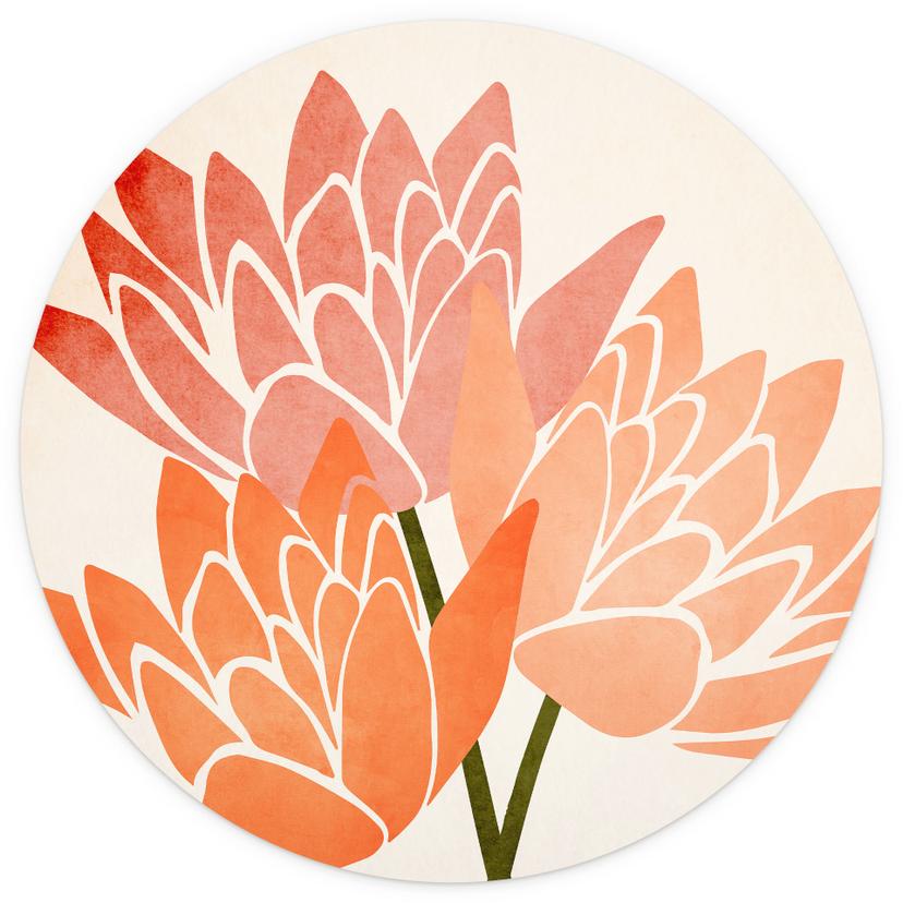 Färgglad fototapet med lotusblommor - Cubistika - Rund - non-woven tapet/självhäftande non-woven tap
