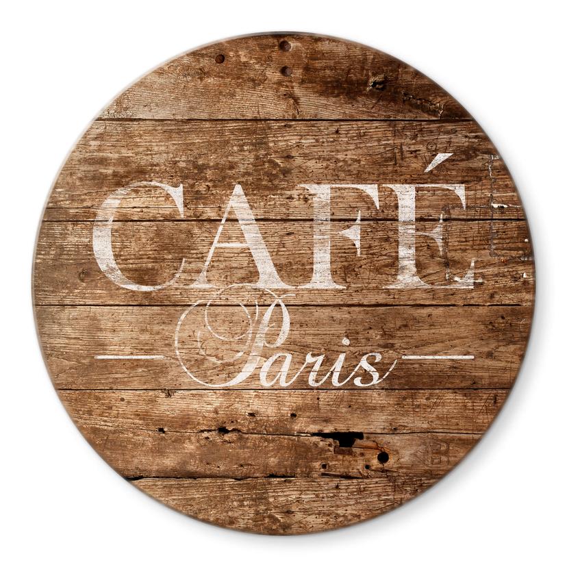Tableau sur verre rond Café Paris