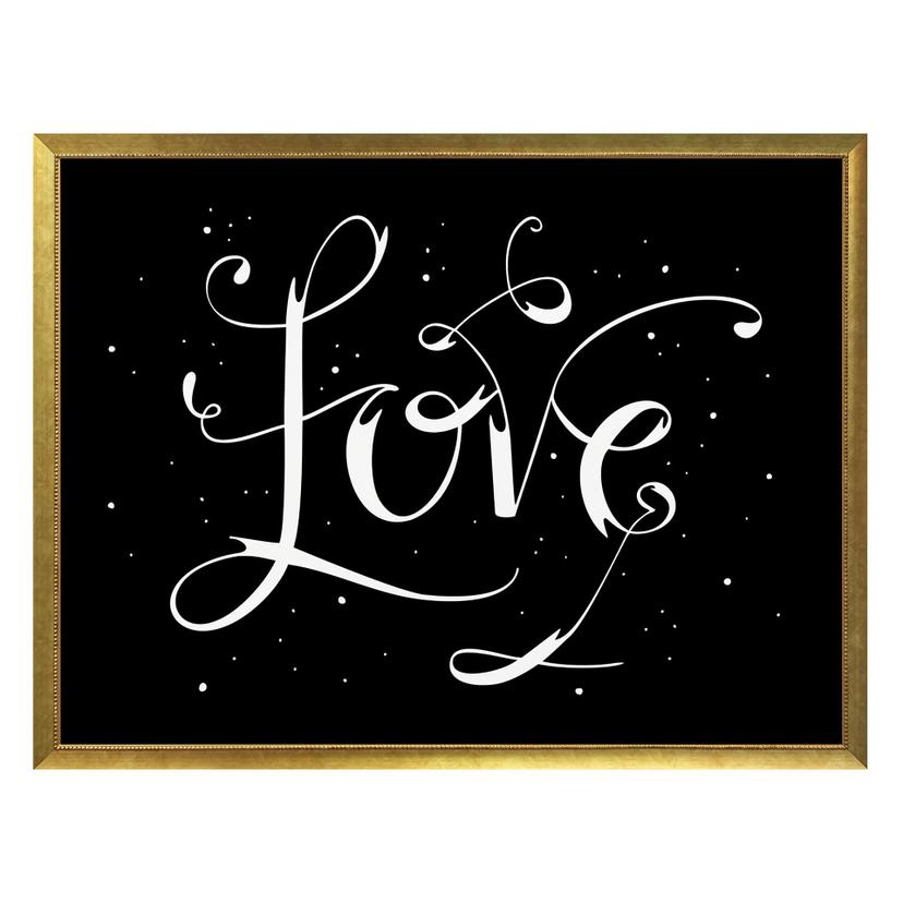 Póster Handlettering Love - negativo negro