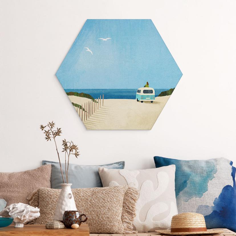 Hexagon Dibond Life in a Van - Vakantie aan zee - Rivers