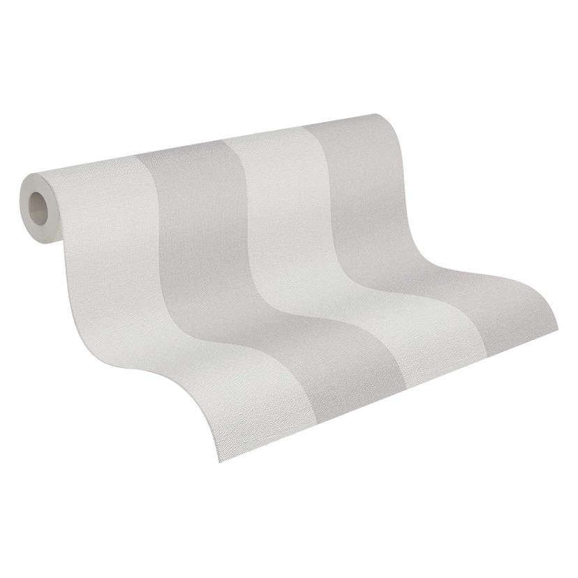 Randig tapet taupe grädde vit - Icke-vävd tapet med struktur elegant & modern