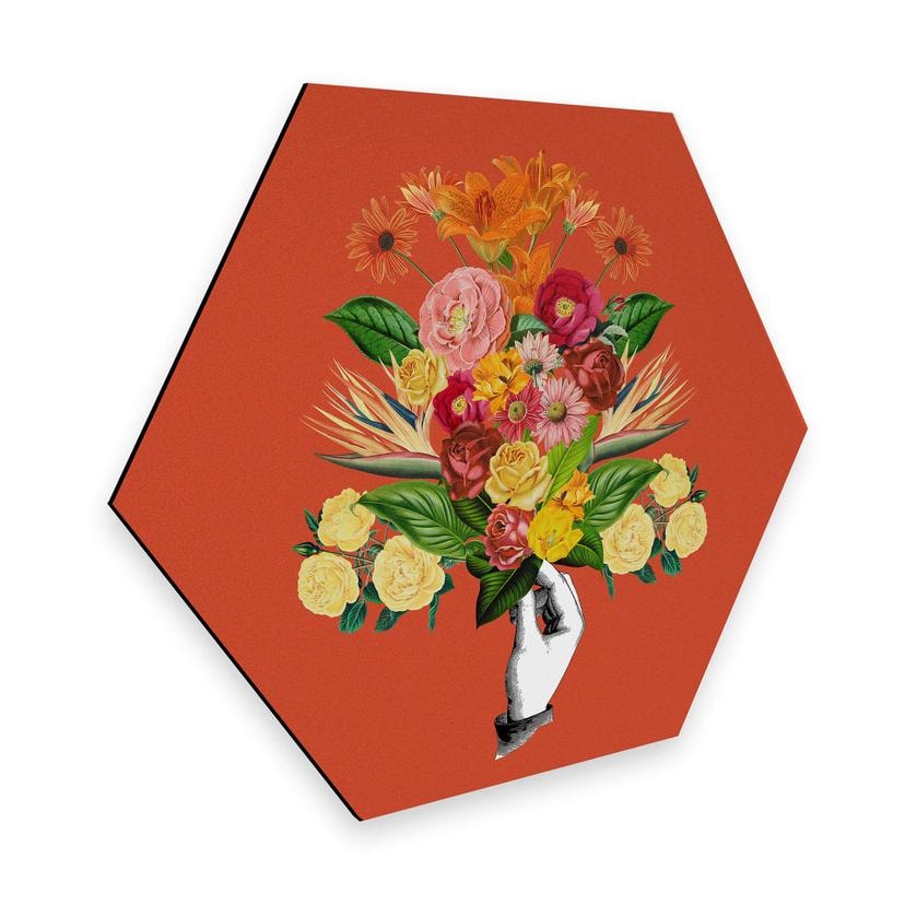 Hexagone - Alu-Dibond Frida Floral Studio - Rouge botanique